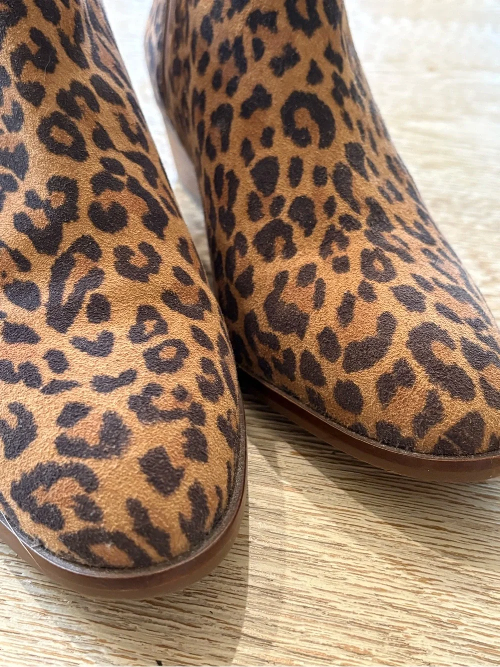 Seychelles Leather Suede Pull-On Leopard Print Ankle Booties